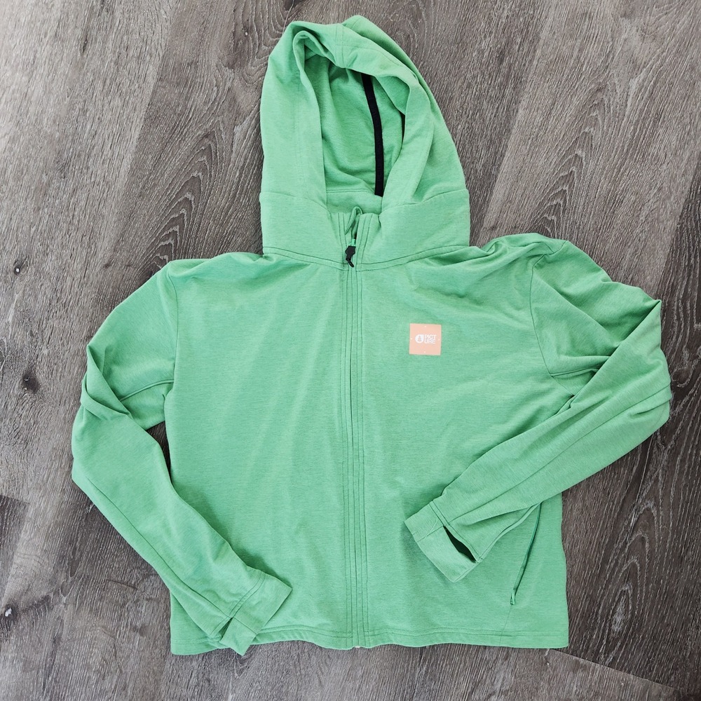 Picture Organic Clothing Womens Full Zip Hoodie Green Thumbholes Size Large